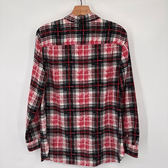 Talbots Womens Plaid blouse top size Large red black Long Sleeve Classic Fit - Picture 11 of 12
